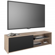 Mueble de TV Trevo 155 cm Color Roble Jackson y Negro Stipple Mueble de TV Trevo 155 cm Color Roble Jackson y Negro Stipple