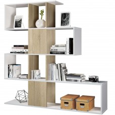 Estantería o librería Zig-zag en color roble canadian y blanco 145x145x28 cm Estantería o librería Zig-zag en color roble canadian y blanco 145x145x28 cm