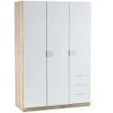 Armario Blanco de Dormitorio 3 puertas 3 cajones 121x180 cm