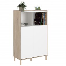 Aparador Azzaro Salón 2 puertas Roble Japonés y Blanco Mate 84x135 cm