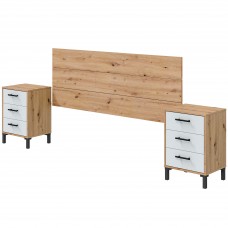 Cabecero con 2 Mesitas Lúmina en Blanco Artik y Roble Nodi 240 cm