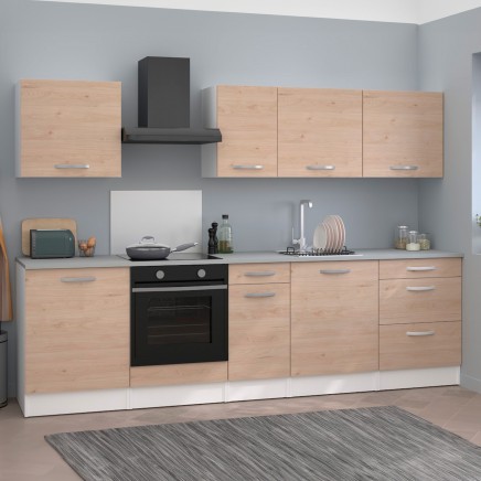 Cocina Modular Completa Eko 9 Módulos Roble Jackson y Blanco Mate 280 cm