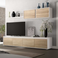 Mueble Salón TV Alida Roble Canadian Y Blanco Artik 200 cm Mueble Salón TV Alida Roble Canadian Y Blanco Artik 200 cm