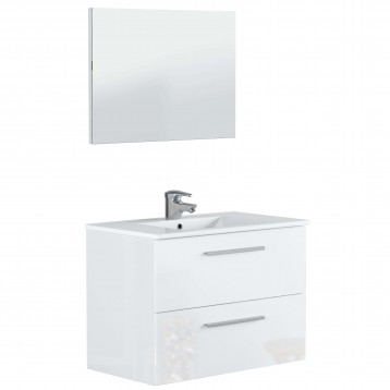 Mueble de Baño Suspendido Aruba 2 Cajones con Espejo Blanco 80 cm (Lavamanos Opcional)
 Tipo Lavamanos-Sin lavamanos