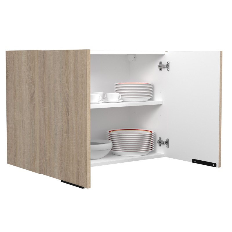 Módulo Cocina Superior Arko 2 Puertas Roble Áspero y Negro 80x36 cm