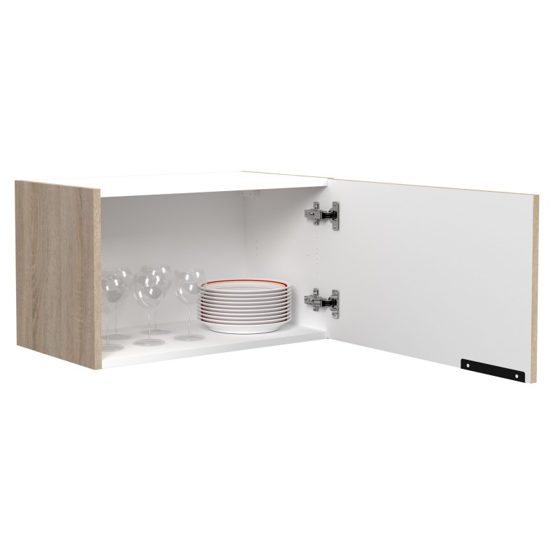 Módulo Cocina Superior Estrecho Arko 1 Puerta Roble Áspero y Negro 60x36 cm