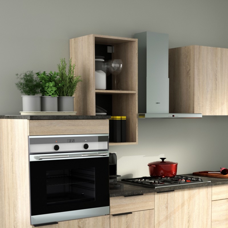 Módulo Cocina Superior Arko 2 Huecos Roble Áspero y Negro 80x34 cm Módulo Cocina Superior Arko 2 Huecos Roble Áspero y Negro 80x34 cm