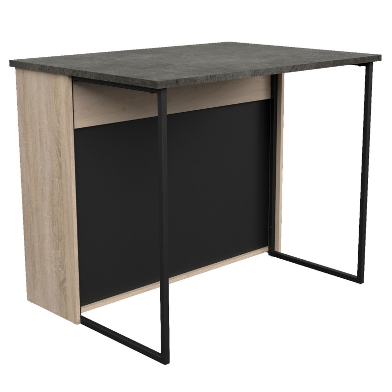 Isla Cocina Arko Mueble Auxiliar Roble Áspero y Negro 109x90x80 cm