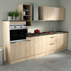 Cocina Modular Arko Completa 8 Módulos Roble Áspero y Negro 300 cm Cocina Modular Arko Completa 8 Módulos Roble Áspero y Negro 300 cm