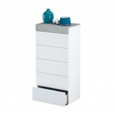 Cómoda De Dormitorio Industrial Con 5 Cajones Color Blanco Artik y Gris Cemento 61x118 cm Cómoda De Dormitorio Industrial Con 5 Cajones Color Blanco Artik y Gris Cemento 61x118 cm