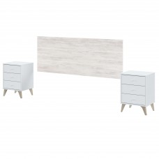 Cabecero de Cama con Mesita Sweet Blanco Mate y Blanco Velho 240 cm