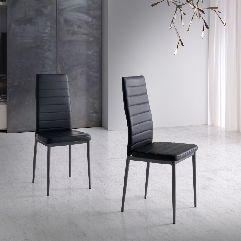 Silla de Comedor Avat Estilo Industrial Color Negro