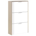Mueble Zapatero Recibidor 3 Puertas Color Roble Y Blanco Brillo 60 cm