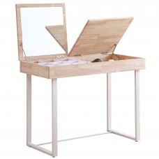 Tocador De Dormitorio Con Espejo Pretty Madera Roble Nordish y Blanco 100x76x50 cm Tocador De Dormitorio Con Espejo Pretty Madera Roble Nordish y Blanco 100x76x50 cm