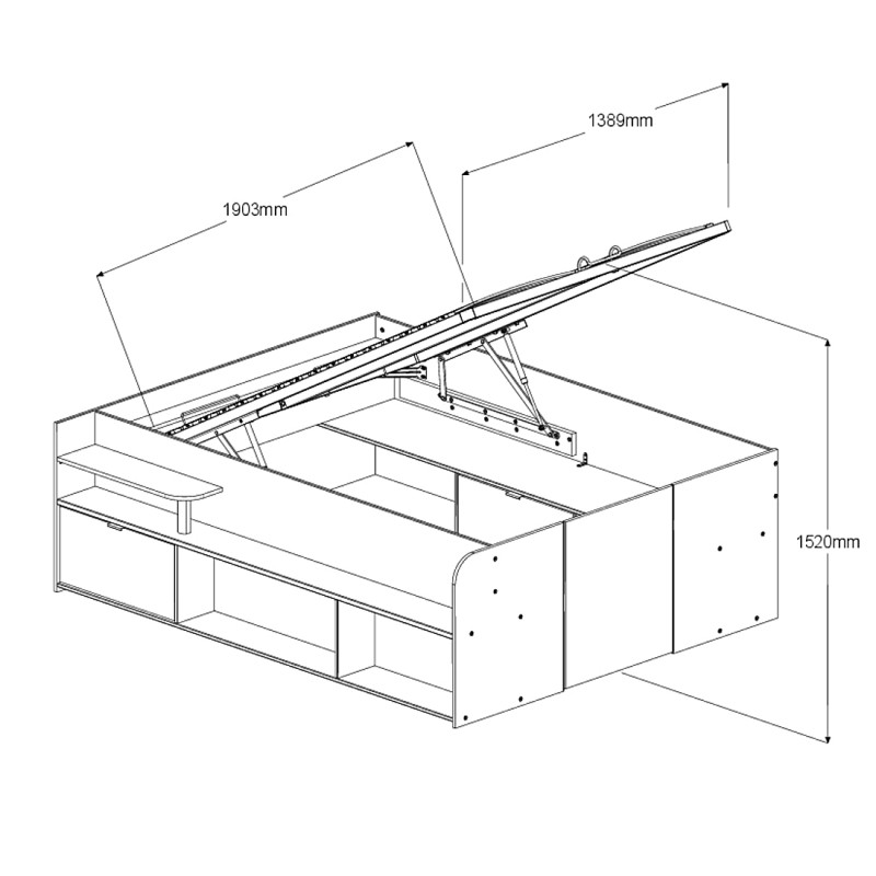Cama Canapé Con Somier Stratos Roble Jackson y Blanco Mate 135/140x190/200 cm