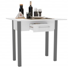 Mesa de Cocina Extensible Sendai Auxiliar Color Blanco y Gris 43x80x40-80