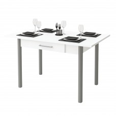 Mesa de Cocina Extensible Sendai Doble Color Blanco y Gris 110-140x75x70-110 cm