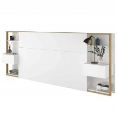 Cabecero de Cama con Mesita Line con 2 Cajones Roble Blanco 255 cm