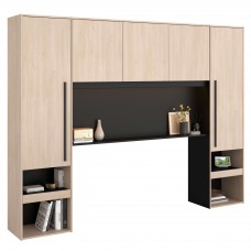 Cabecero de Cama Doble Puente John Color Roble Brooklyn y Negro Stipple 265 cm