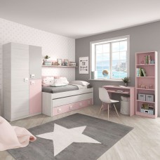 Habitación Juvenil Moderna Gris y Rosa Juvenil Completa CON SOMIERES Habitación Juvenil Moderna Gris y Rosa Juvenil Completa CON SOMIERES