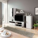 Mueble de Salón Moderno en color Blanco y Negro 190 cm