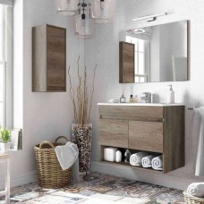 Mueble de Baño Pack y Armario Auxiliar Nordik (Incluye Lavabo y Espejo) Mueble de Baño Pack y Armario Auxiliar Nordik (Incluye Lavabo y Espejo)