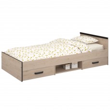 Cama Juvenil Village Color Roble y Negro 90x200 cm