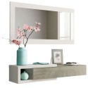 Mueble de Entrada Recibidor Noon con Espejo Blanco Y Roble 95 cm