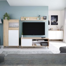 Pack salón Kikua Plus estilo nórdico roble y blanco artik