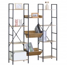 Estantería Librería 11 Estantes Color Roble sonoma y Negro 125x150x27 cm