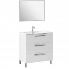 Mueble de Baño con Patas y Espejo Blanco Brillo Taria 86x80 (Lavabo Opcional)