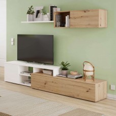 Mueble de salón Julia roble nodi y blanco artik 220 cm Mueble de salón Julia roble nodi y blanco artik 220 cm