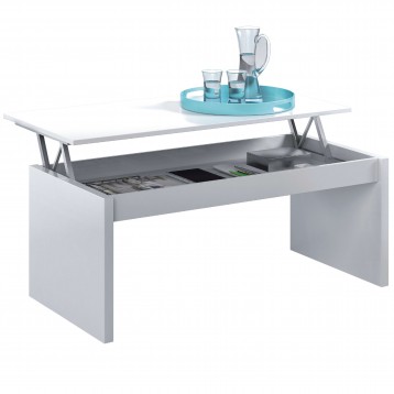 Mesa de centro elevable color blanco brillo 100x50 cm
