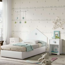 Cabecero de Cama de 90 y Mesita Infantil Star Dormitorio Blanco Gris Cabecero de Cama de 90 y Mesita Infantil Star Dormitorio Blanco Gris