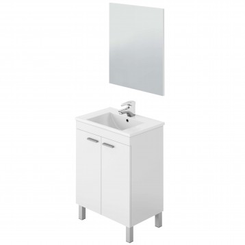 Mueble de Baño con Patas y 2 Puertas Blanco Brillo 60 cm (Lavabo Opcional)
 Tipo Lavamanos-Sin lavamanos