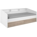 Cama Juvenil Style Blanca con Cajones en Roble Japonés 90x190-200 cm