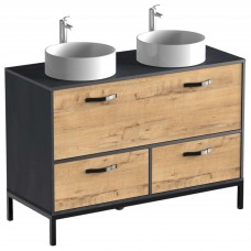 Mueble de Baño con Patas Doble Sena Roble Gold y Mármol negro 120 cm (Lavabos Opcional) Mueble de Baño con Patas Doble Sena Roble Gold y Mármol negro 120 cm (Lavabos Opcional)