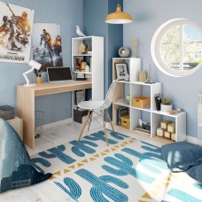 Pack Mesa Escritorio con Estantería Duplo y Estantería Escalera Librería Taris