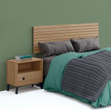 Cabecero de Cama con Mesita Pack Camila Color Roble Gold y Negro Mate 160 cm