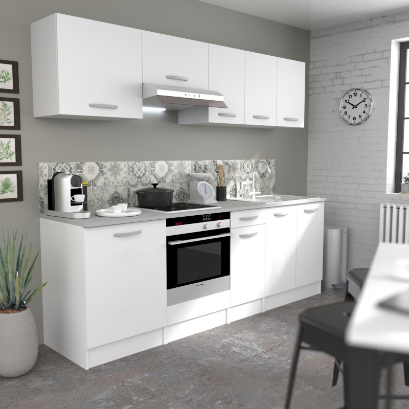 Cocina modular Completa Eko Color Blanco Mate 9 módulos 300 cm Máxima Capacidad