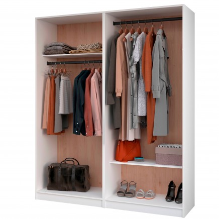 Vestidor Abierto Modular Flexa Roble Jackson y Blanco Mate 166 cm