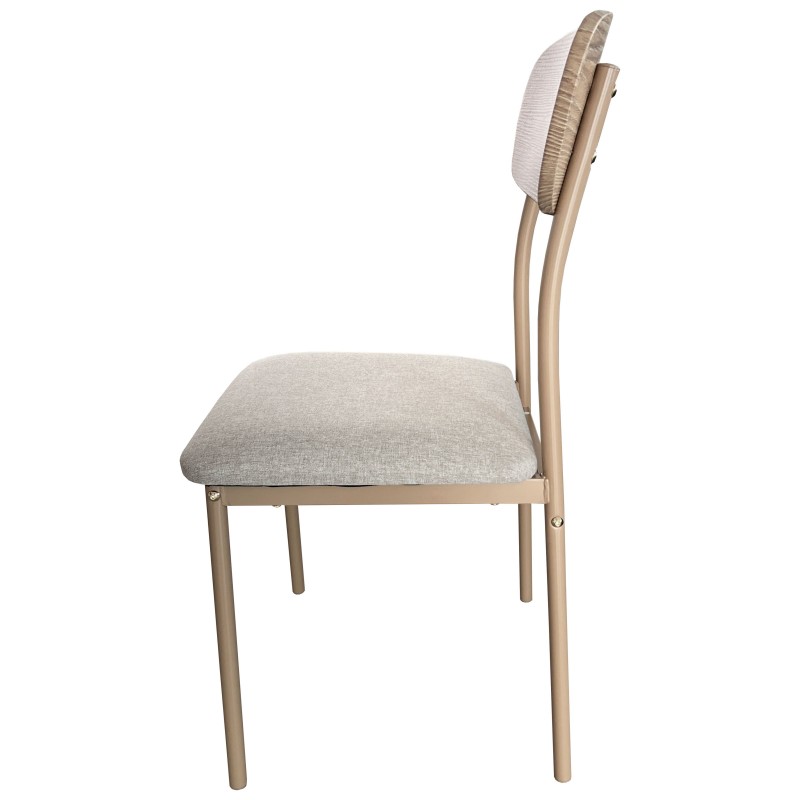 Conjunto Mesa y 4 Sillas Vex Estilo Industrial Color Roble Claro y Champagne