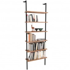 Estantería Librería De Pared Rus Roble Safir y Negro 183X60X20 cm