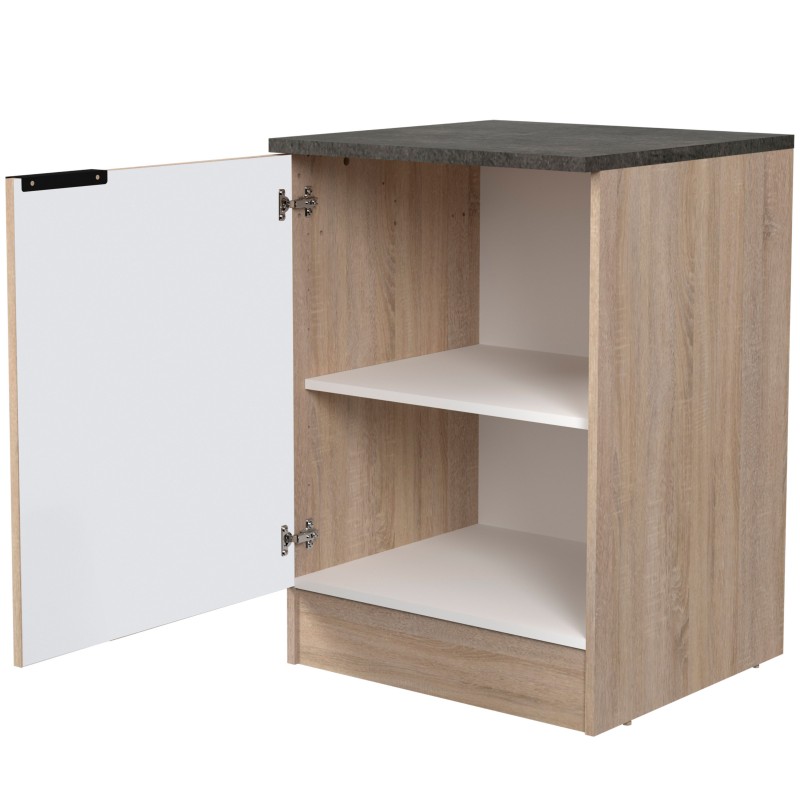 Módulo Cocina Inferior Arko 1 Puerta Roble Áspero y Negro 60x60 cm