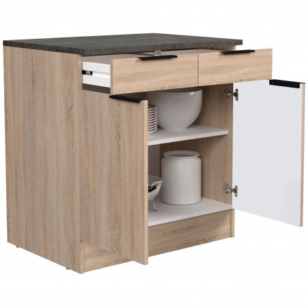 Módulo Cocina Inferior Arko 2C 2P Roble Áspero y Negro 80x60 cm