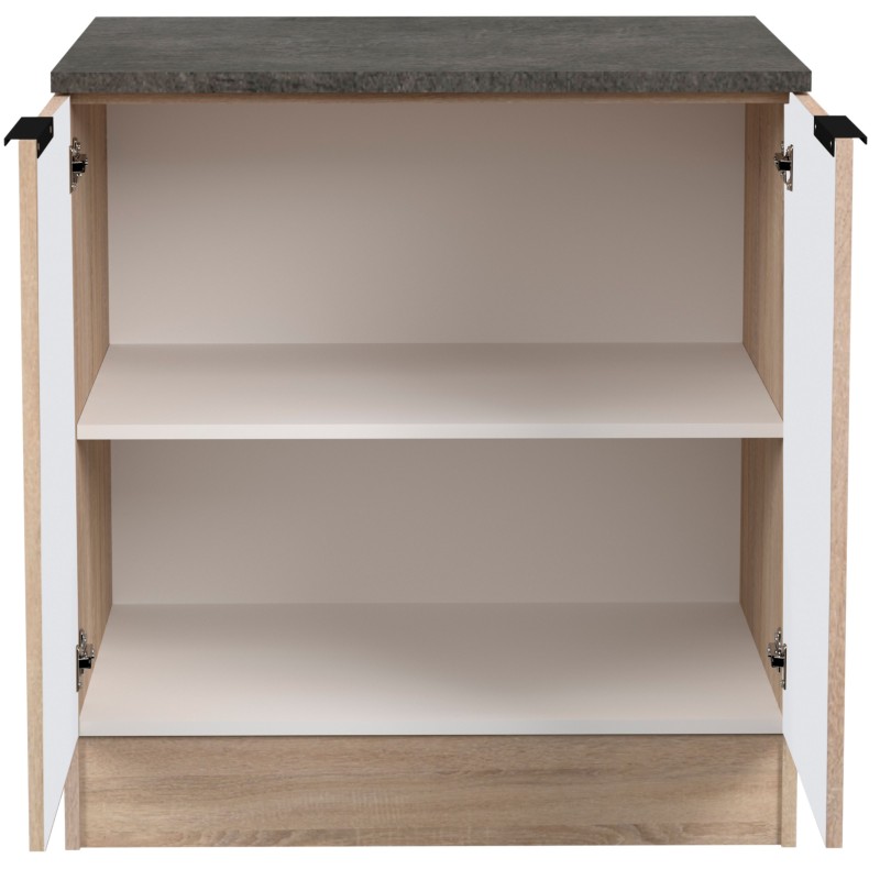 Módulo Cocina Bajo Arko Fregadero 2 Puertas Roble Áspero y Negro 80 cm Módulo Cocina Bajo Arko Fregadero 2 Puertas Roble Áspero y Negro 80 cm