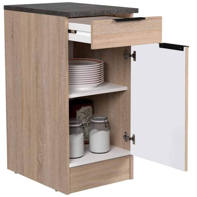 Módulo Cocina Inferior Arko 1C 1P Roble Áspero y Negro 40x60 cm Módulo Cocina Inferior Arko 1C 1P Roble Áspero y Negro 40x60 cm