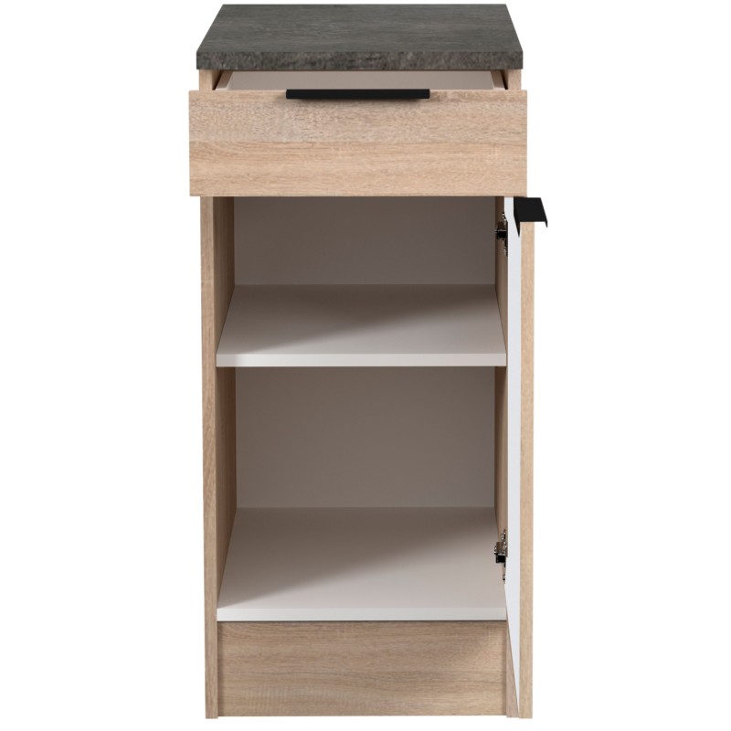 Módulo Cocina Inferior Arko 1C 1P Roble Áspero y Negro 40x60 cm