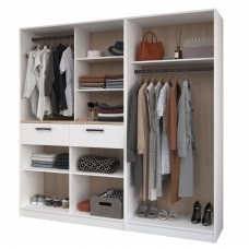 Vestidor Abierto Modular Flexa 2C y 2B Roble Jackson y Blanco Mate 203 cm