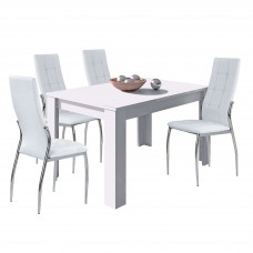 Conjunto Mesa Extensible con 4 Sillas Color Blanco Mate